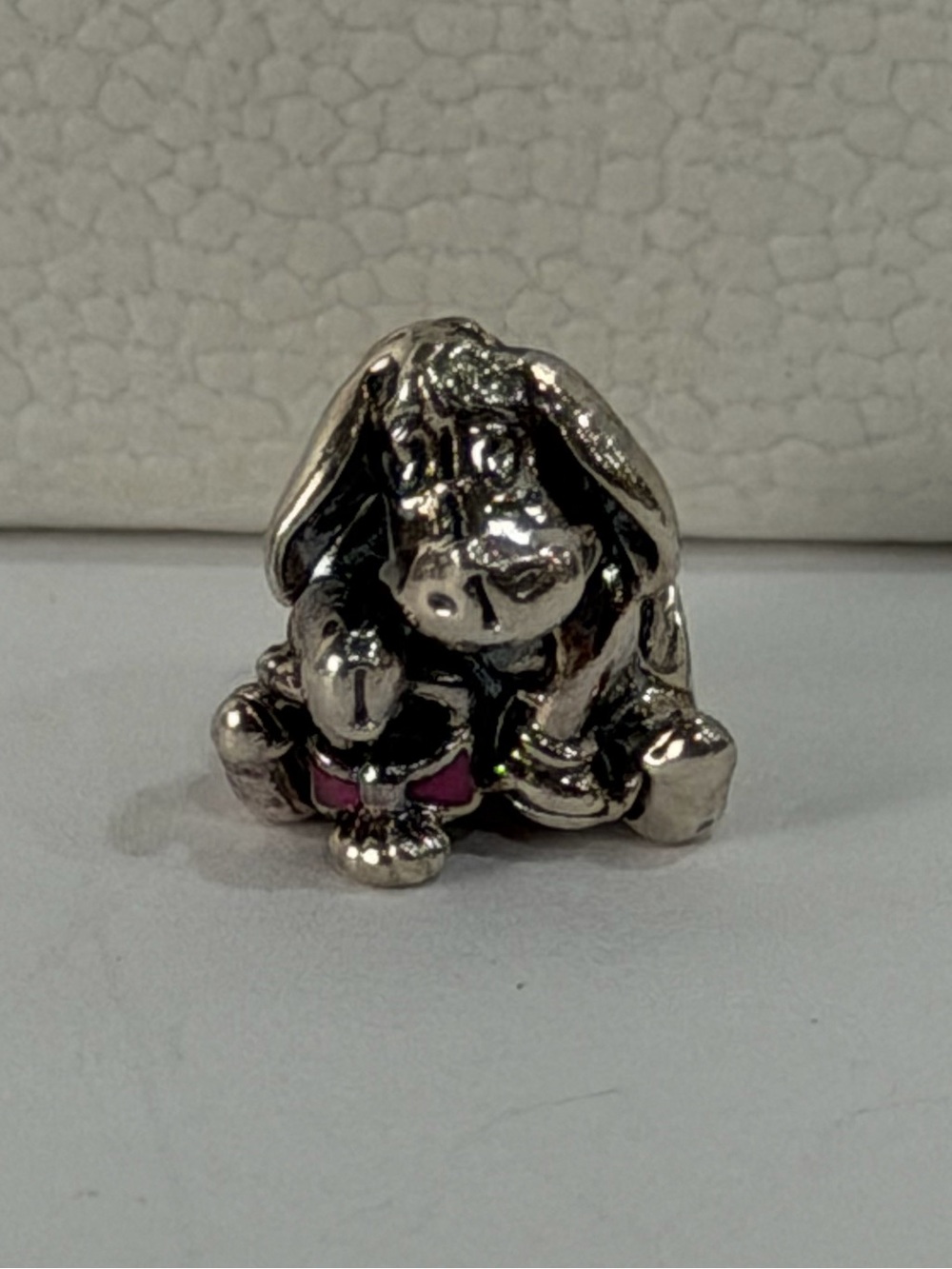 Disney Pandora Silver Eyore charm with pink enamel